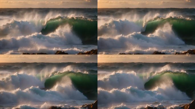 大海海浪阳光海洋浪花海水大气震撼开场片头