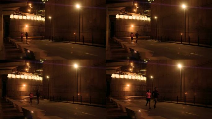 城市夜跑:适合千禧一代的夜跑探索城市空间。在城市的夜间慢跑中，健康的千禧一代通过晚跑探索城市空间，享
