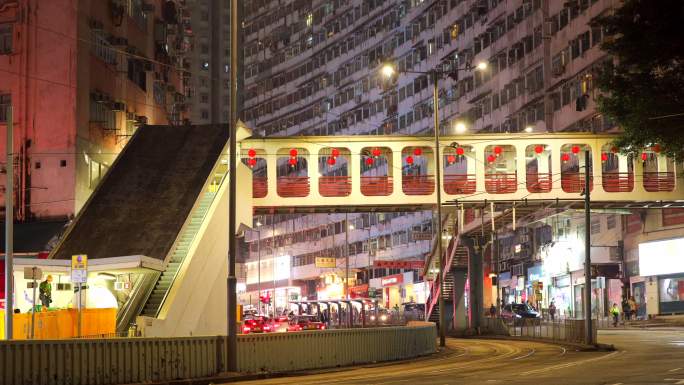 香港城区夜景车流延时