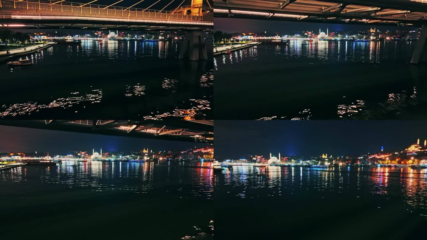 航拍夜的光辉:金角地铁大桥在城市灯光下照亮了#MetroBridgeMagic #夜景#Illumi