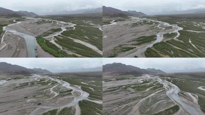 干旱地区的雨水丰沛季节河流青海德令哈