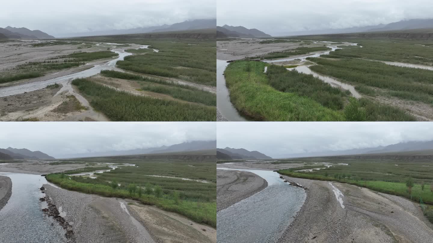 干旱地区的雨水丰沛季节河流青海德令哈