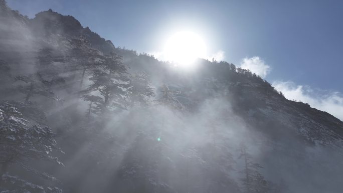 朱雀国家森林公园冰晶顶雪景航拍