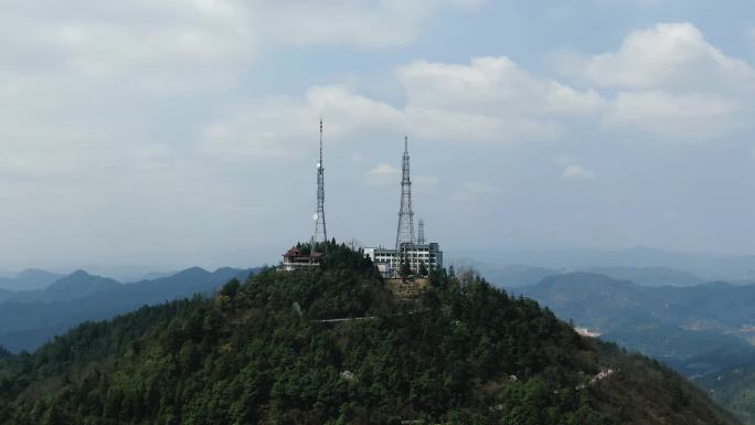 高山山川丘陵电视塔航拍