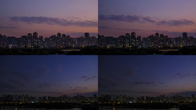 城市万家灯火小区楼盘密集楼房住宅楼夜景