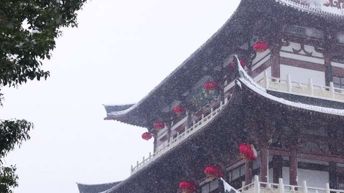 4K长沙雪景暴风雪长沙杜甫江阁雪景2