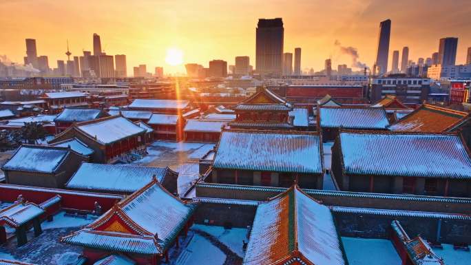 沈阳故宫 冰雪旅游 霞光 雪后沈阳