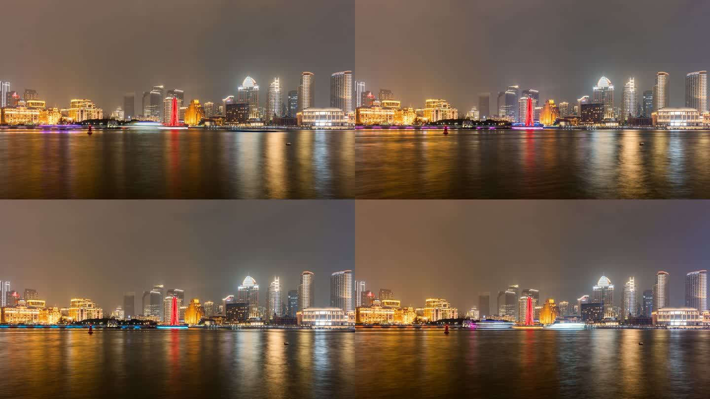 上海外滩夜景人民英雄纪念碑延时摄影