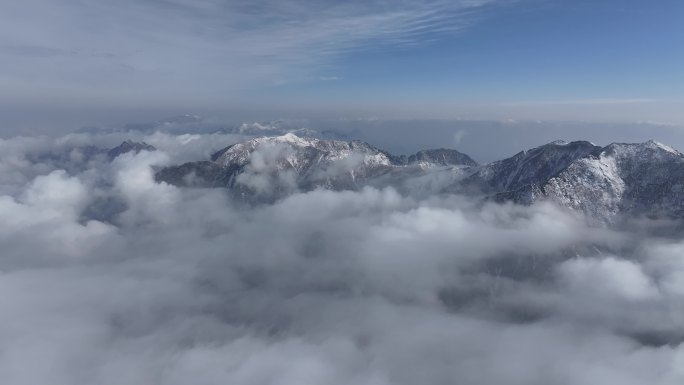 朱雀国家森林公园冰晶顶雪景航拍