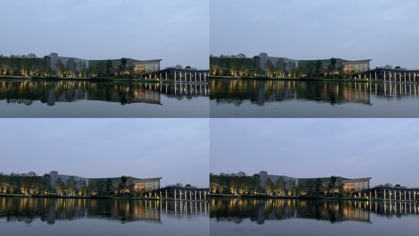 成都 金牛区 天府艺术公园 湖面 夜景