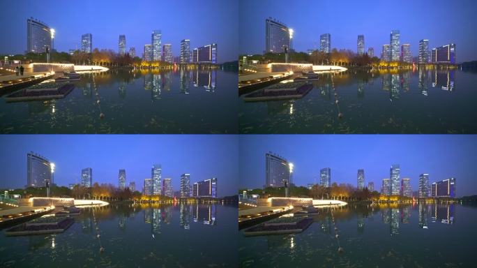 安徽合肥 天鹅湖 空镜 夜景视频4K