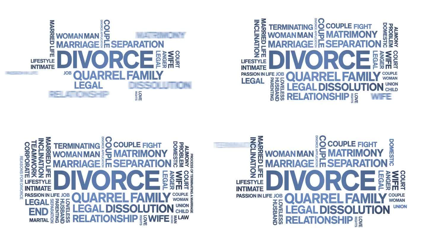 离婚动画字云，动画标签动态排版无缝循环。