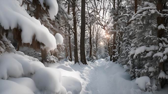 冬天雪地特写雪天风景下雪风光唯美冬季雪景