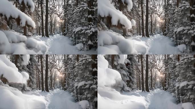 冬天雪地特写雪天风景下雪风光唯美冬季雪景