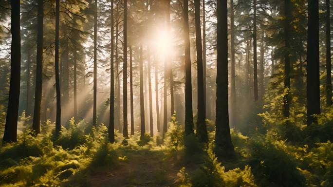 阳光穿过树林阳光透过树干树林阳光森林阳光