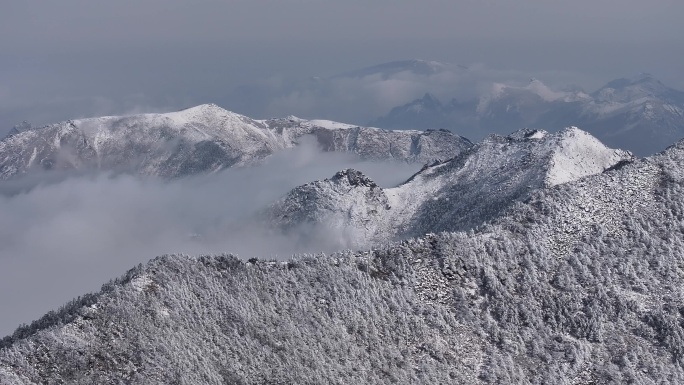 朱雀国家森林公园冰晶顶雪景航拍