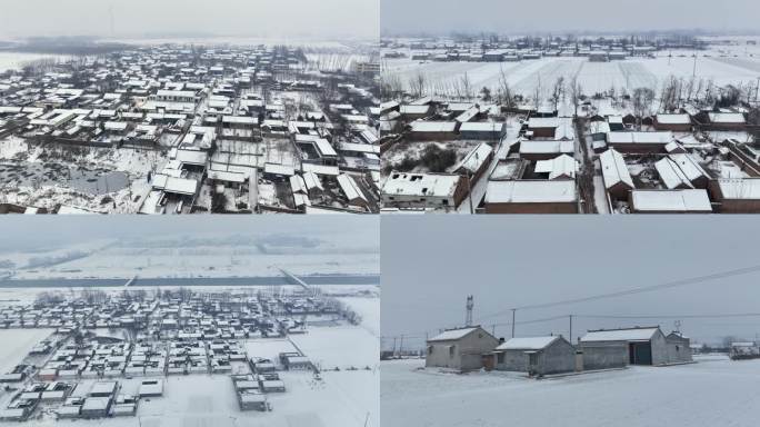 北方平原村落乡村农田雪景合集