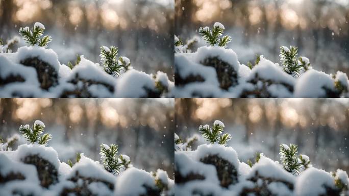 冬天雪地特写雪天风景下雪风光唯美冬季雪景