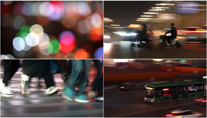城市车流人群脚步繁忙打拼霓虹灯人生百态2