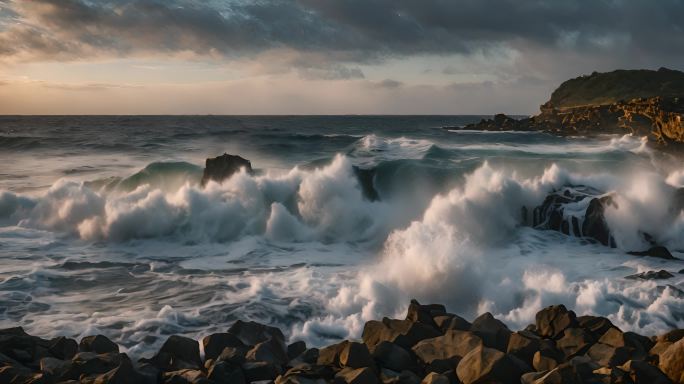 大海海浪阳光海洋浪花海水大气震撼开场片头