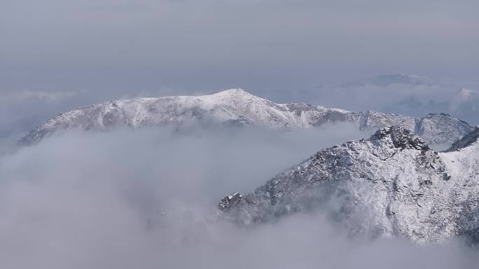 朱雀国家森林公园冰晶顶雪景航拍