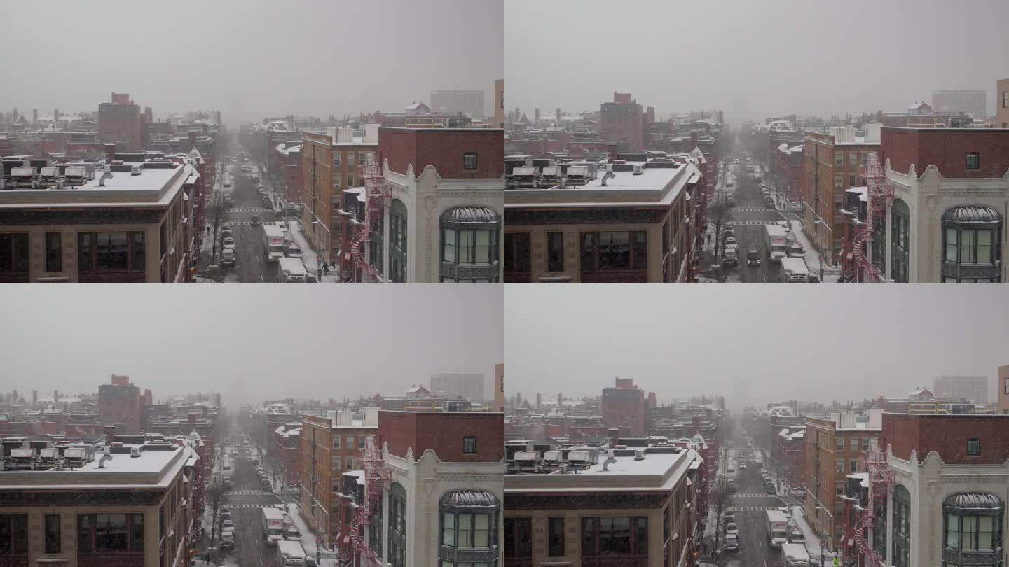 波士顿迷人的雪天:精致的雪花把这座城市变成了魔法。