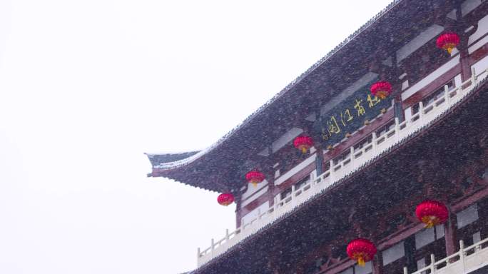 4K长沙雪景暴风雪长沙杜甫江阁雪景10