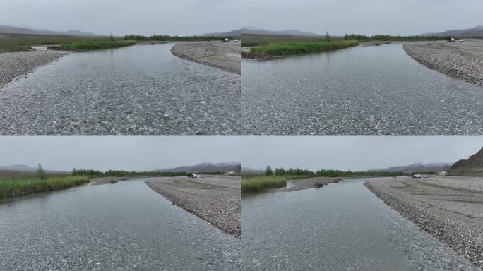 干旱地区的雨水丰沛季节河流青海德令哈