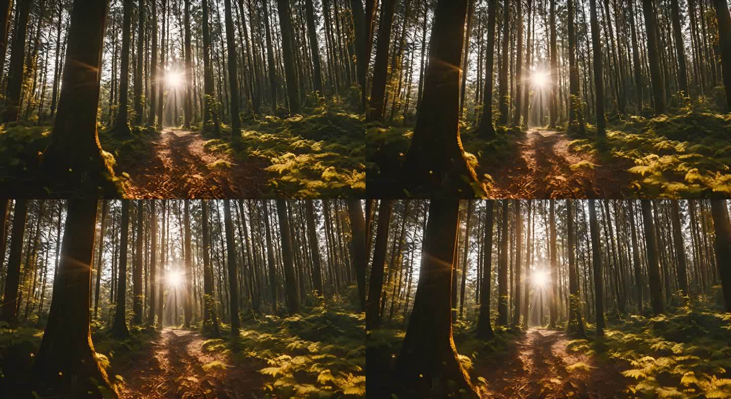 阳光穿过树林阳光透过树干树林阳光森林阳光