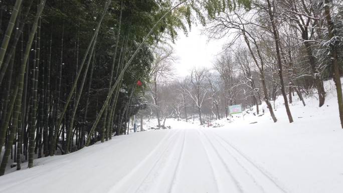 第一视角襄阳鹿门山国家森林公园冬天雪景