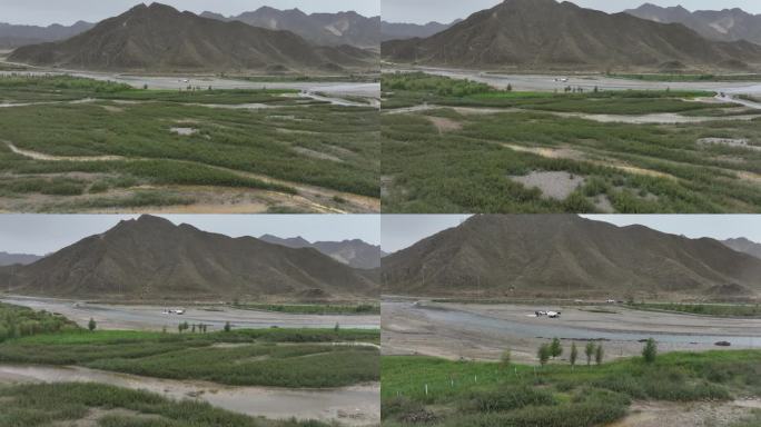 干旱地区的雨水丰沛季节河流青海德令哈