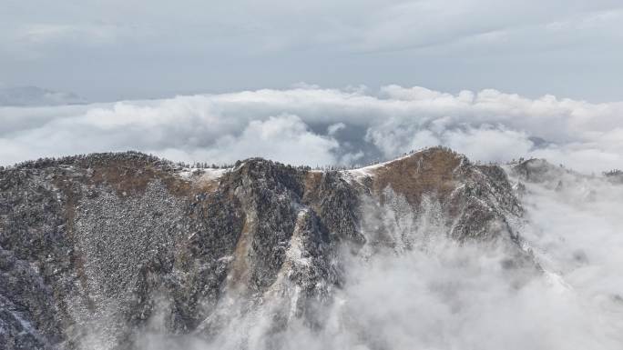 朱雀国家森林公园冰晶顶雪景航拍