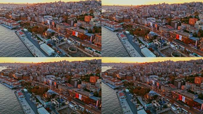 博斯普鲁斯海峡上空的空中日落宁静:从上面探索伊斯坦布尔海岸线上隐藏的宝石