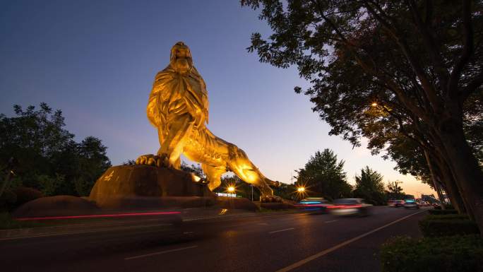 贵阳观山湖大桥日出金狮日转夜延时