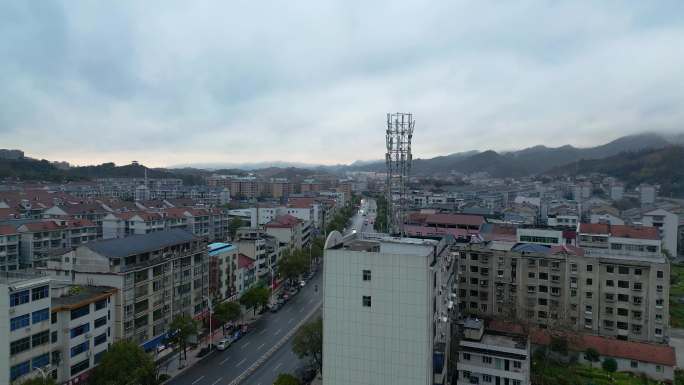 4K航拍怀化洪江市城市全景空镜合集5