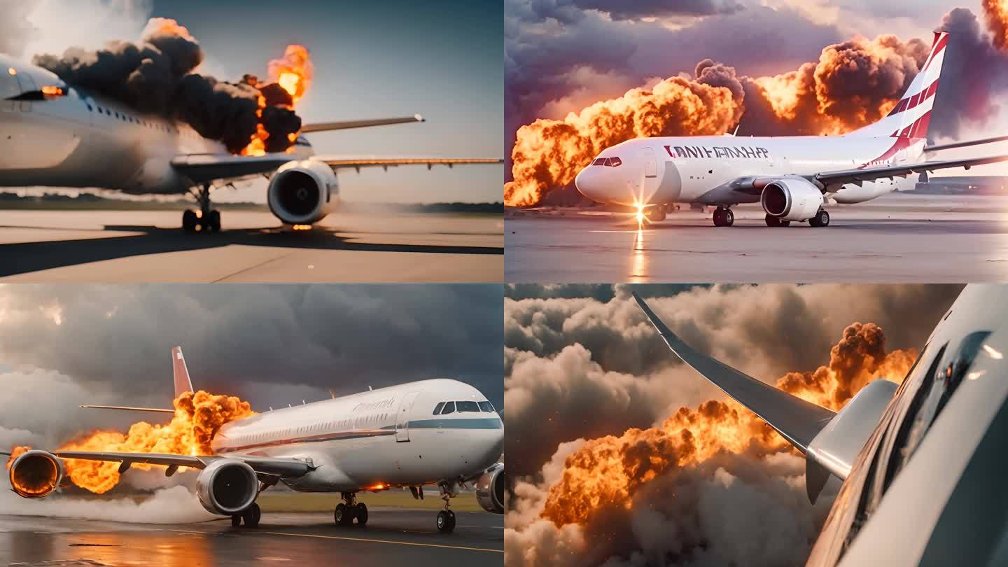 民航客机失事着火客机爆炸飞机着火灾难