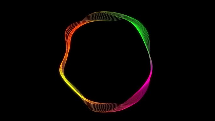 抽象的渐变运动视频，带有漩涡效果的彩色圆圈，标志运动，黑色背景上的实体，网络设计，4K四色波浪设计。
