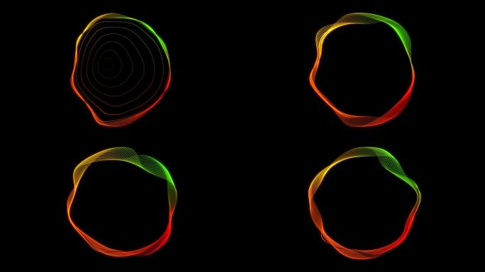 抽象的彩色几何线条移动。彩色圆圈舞动4k。