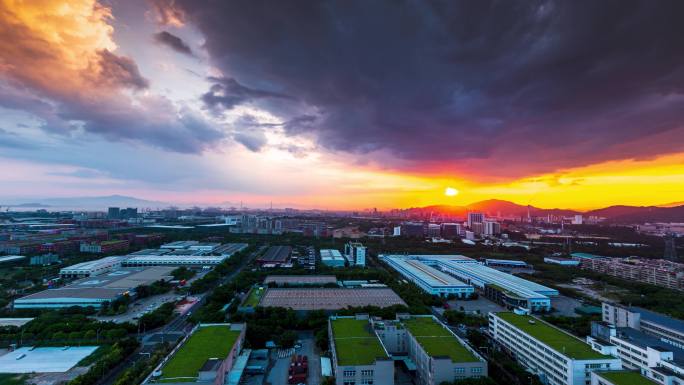 厦门城市风光自贸区夕阳丁达尔延时摄影