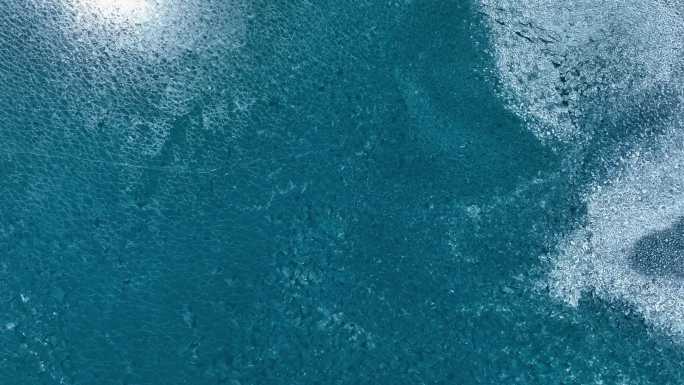 航拍西藏山南羊湖羊卓雍措蓝冰冰湖