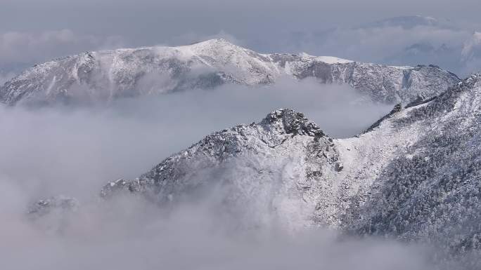 朱雀国家森林公园冰晶顶雪景航拍