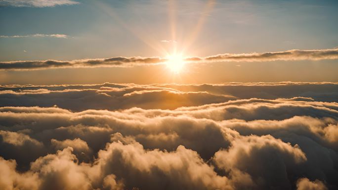 云层日出阳光太阳云朵夕阳黄昏太阳光芒照射