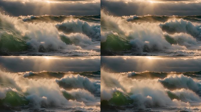 大海海浪阳光海洋浪花海水大气震撼开场片头