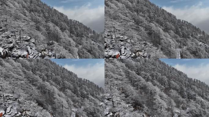 朱雀国家森林公园冰晶顶雪景航拍