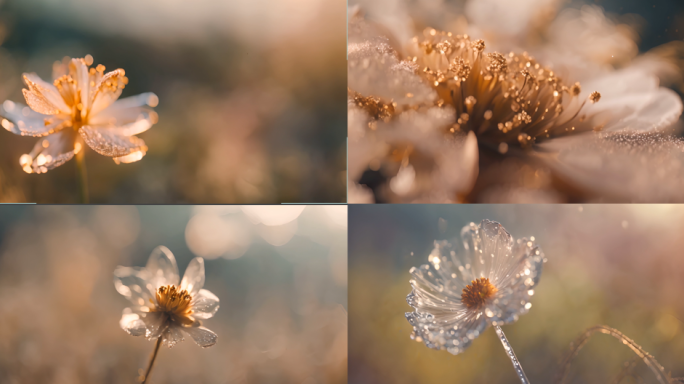 夕阳下的冰雪鲜花