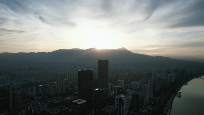 福州台江区鼓山清晨航拍