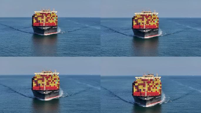 轮船航拍-货轮-航行-集装箱货轮-8