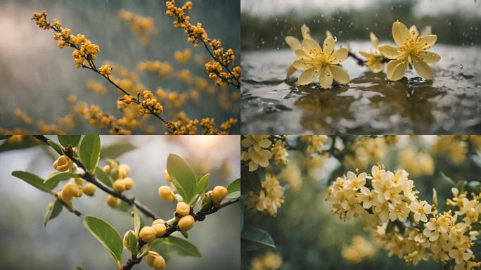 桂花 下雨天桂花 桂花微距 唯美桂花