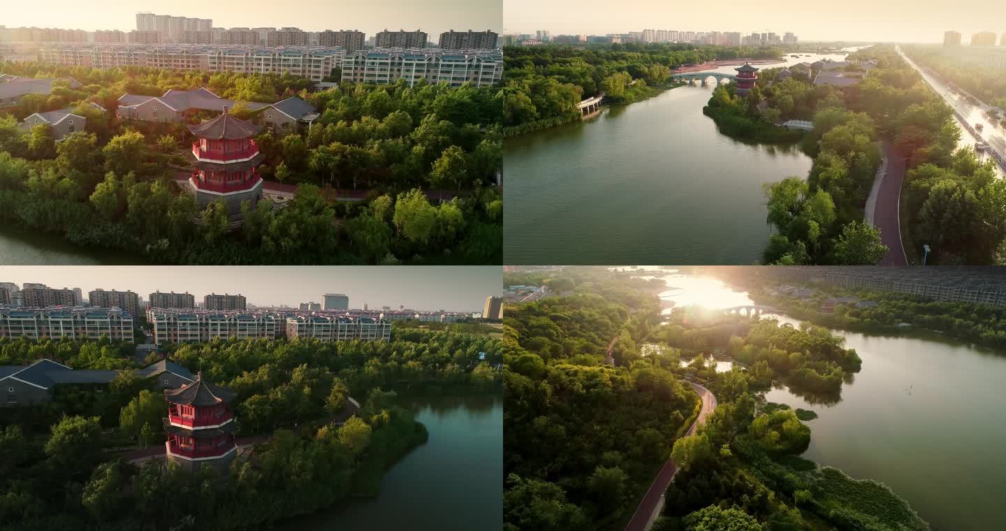 淄博桓台红莲湖淄博生态河流城市建设绿化