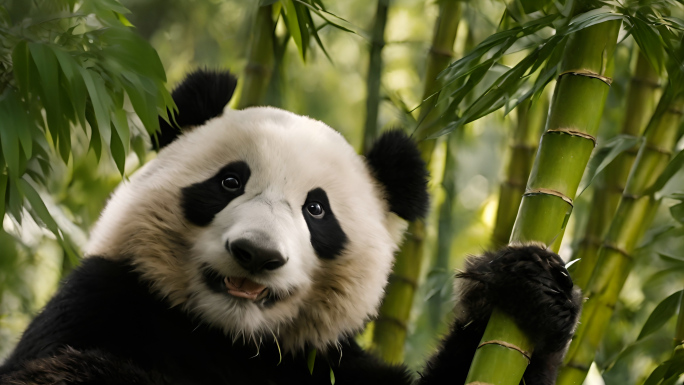 熊猫吃竹子熊猫特写